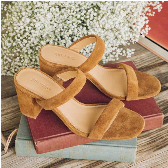 Soludos Brown Suede Mule Sandal SIZE 6 Ines Chunky Heel Kitten Comfort $140 NEW - Picture 5 of 14